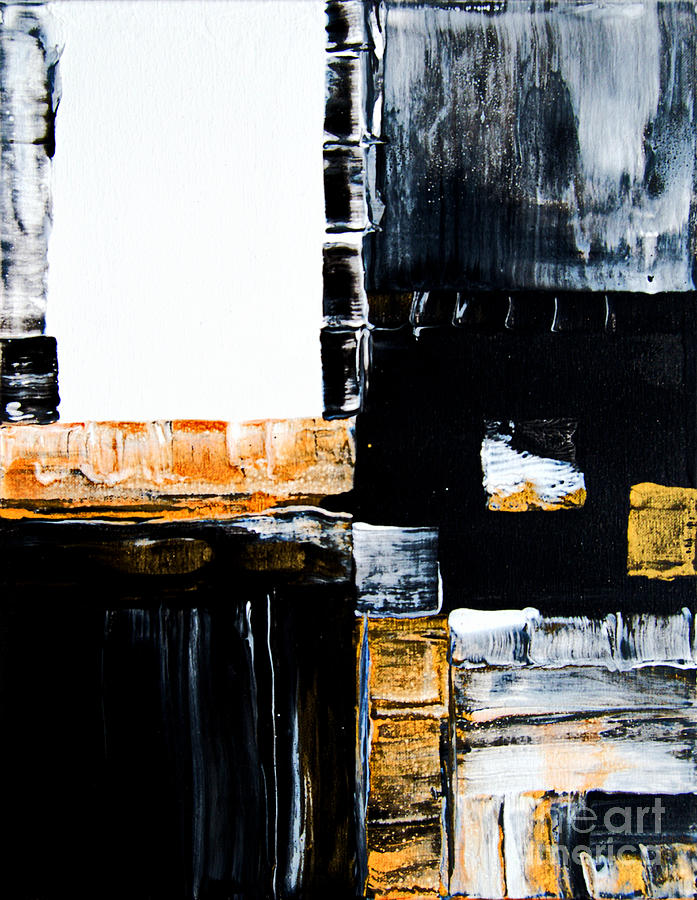BlackWhite and Gold Drama 4502 Painting by Priscilla Batzell Expressionist Art Studio Gallery