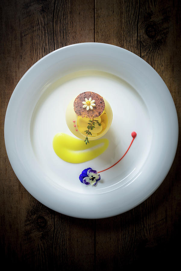 Blancmange With Thyme And A Horned Violet Photograph by Nitin Kapoor