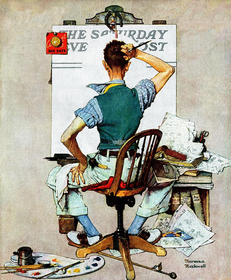 blank Canvas Painting by Norman Rockwell