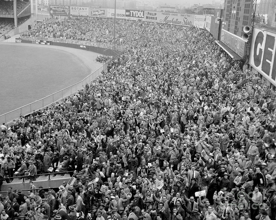 Bleacher Fans On Hand At Yankee Stadium Photograph by New York Daily News Archive