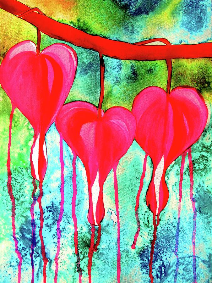 Flowers Painting - Bleeding Hearts by Sacha Grossel