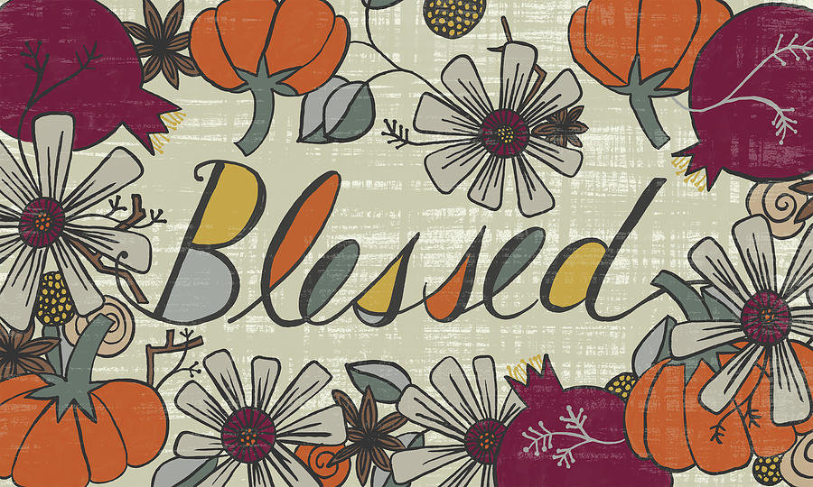 Blessed Fall Art Cream Background Painting by Jen Montgomery
