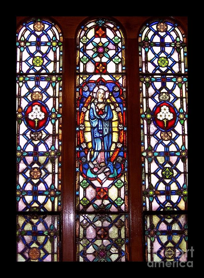 Blessed Virgin Mary Stained Glass Window at Benedictine Monastery Photograph by Rose Santuci-Sofranko