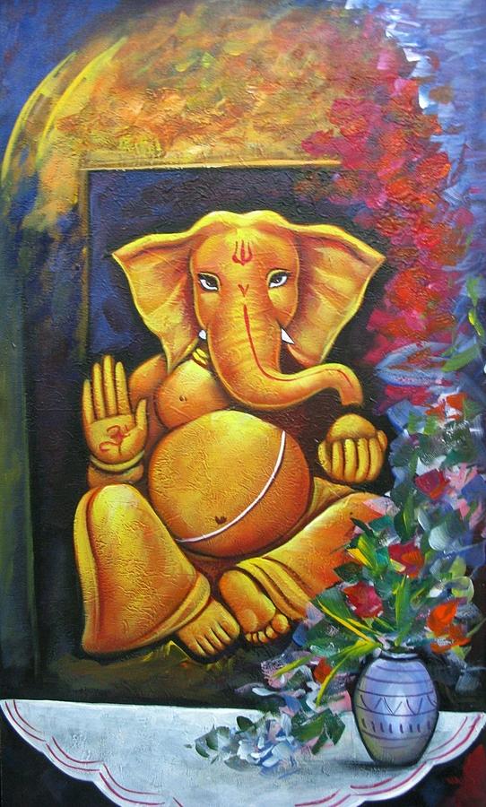 Blessings Of Ganesha Painting By Vishal Gurjar Fine Art America