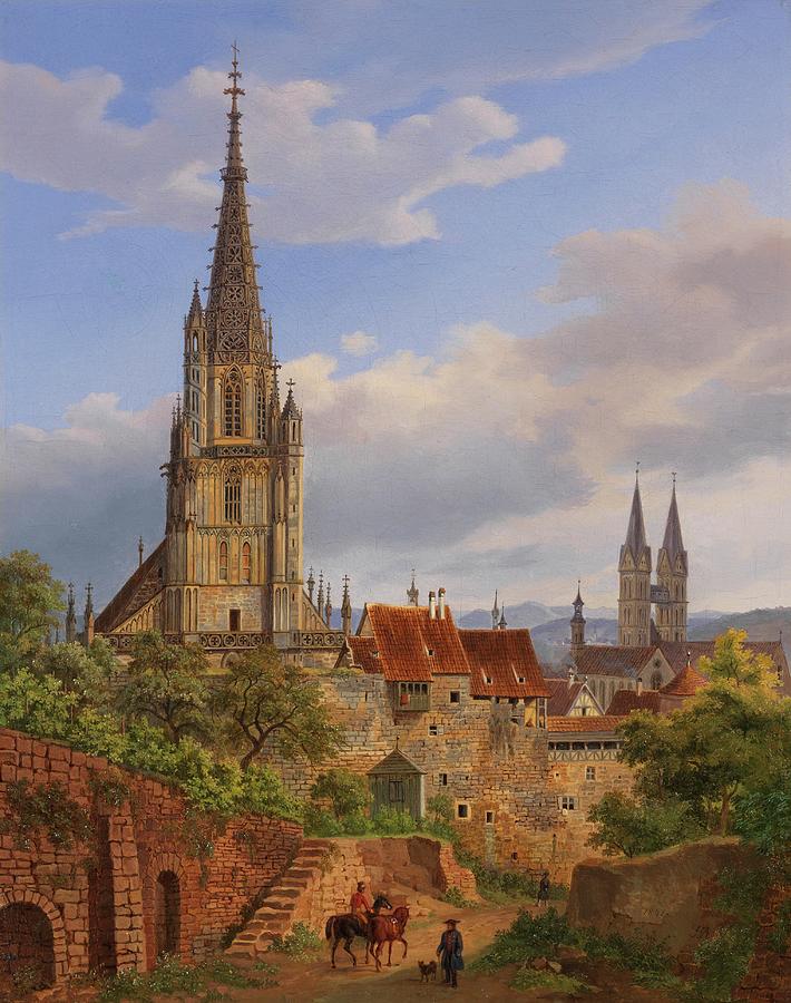 Blick Auf Esslingen Am Neckar Painting by Heinrich Adam - Fine Art America