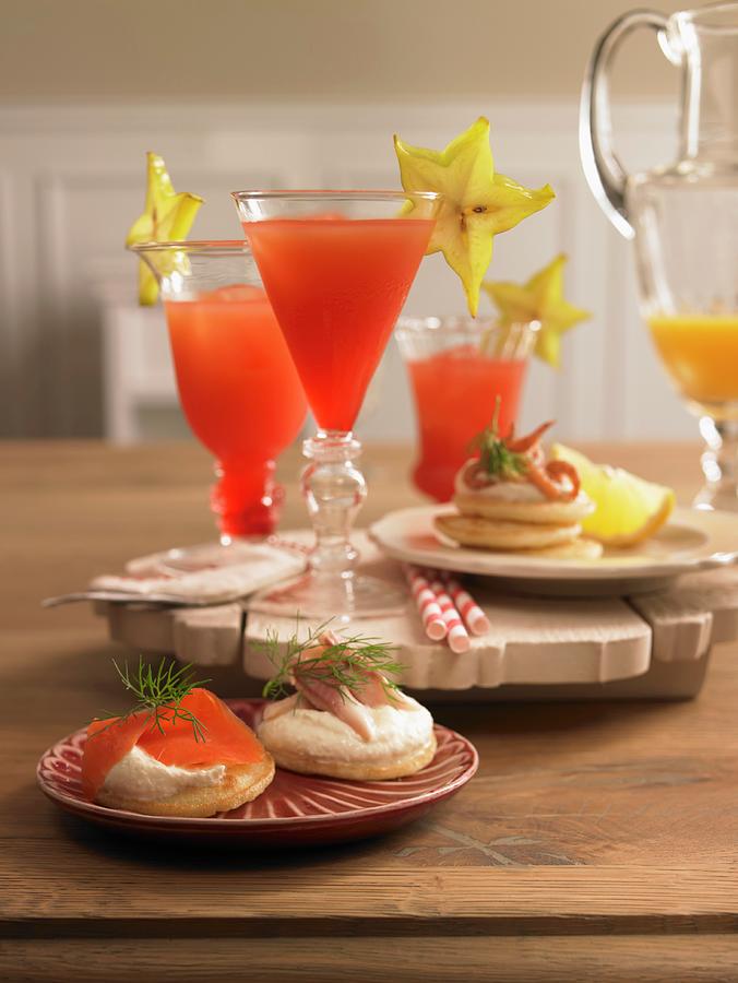 Blinis With Smoked Fish And Campari Cocktails Photograph by Jan-peter Westermann