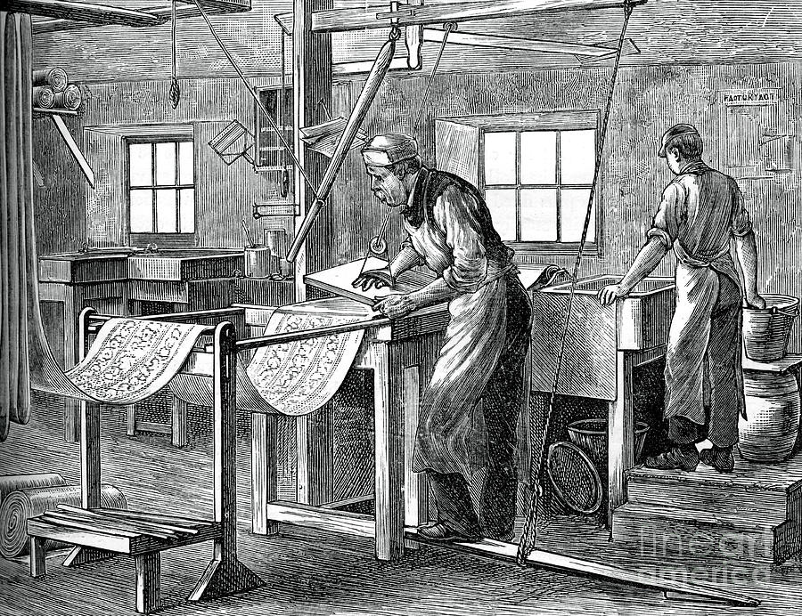 Block Printers At Work, C1880 Drawing by Print Collector
