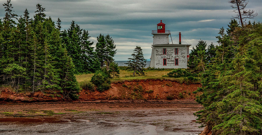 Blockhouse Light Across the Water Photograph by Marcy Wielfaert
