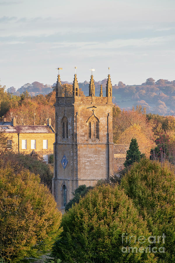 Tree Photograph - Blockley Church in the Autumn  by Tim Gainey