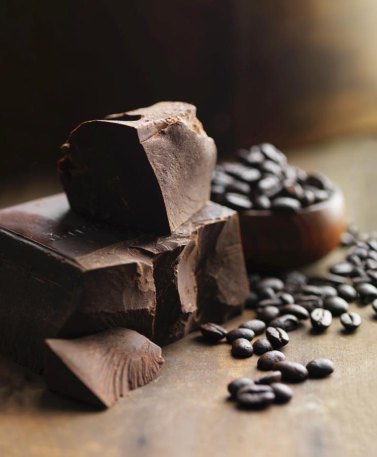 Blocks Of Chocolate And Coffee Beans Photograph by Jim Scherer