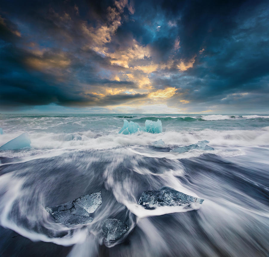 Nature Photograph - Blocks Of Ice Washed By The Waves by Andrew Mayovskyy