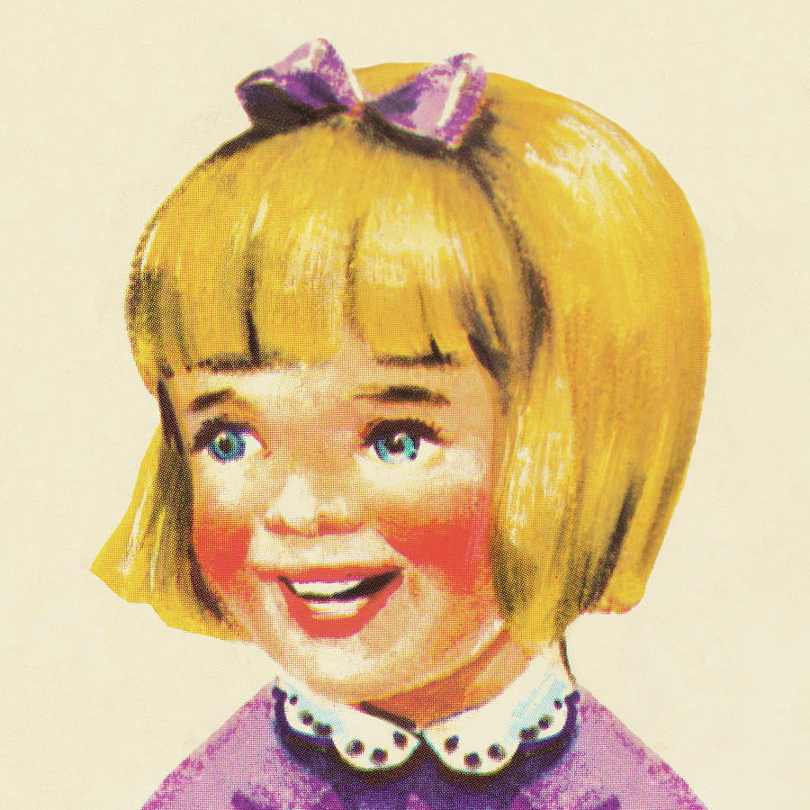 Vintage Drawing - Blond Girl Smiling by CSA Images