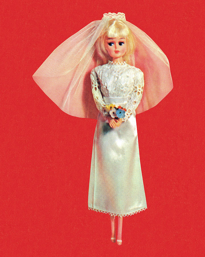 Vintage Drawing - Blonde Fashion Doll Bride by CSA Images