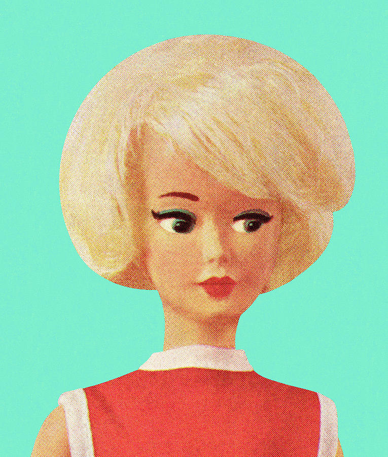 Vintage Drawing - Blonde Fashion Doll by CSA Images
