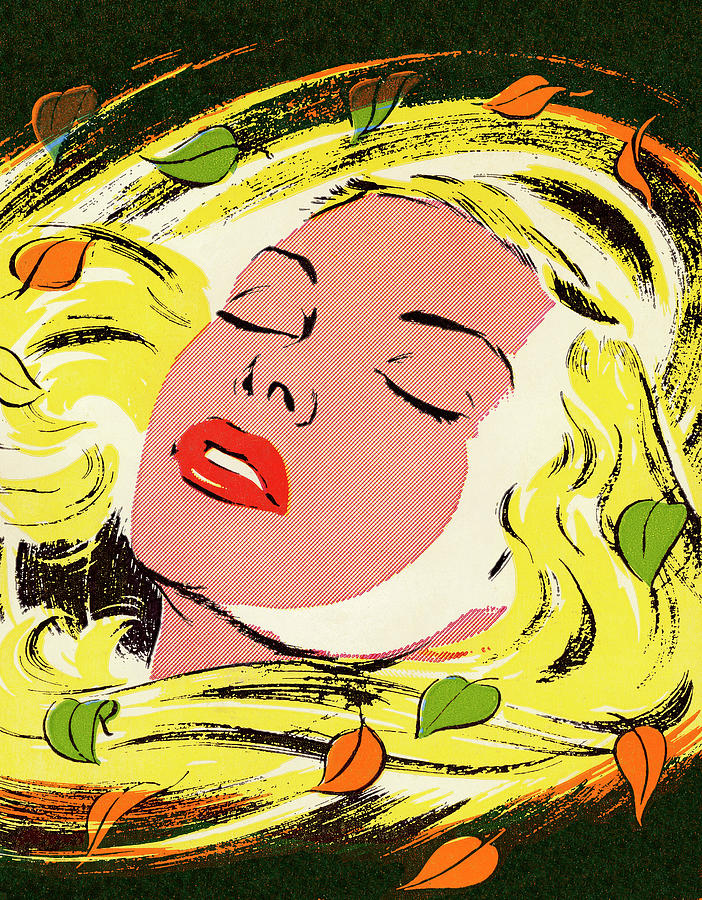 Fall Drawing - Blonde Woman With Her Eyes Closed by CSA Images