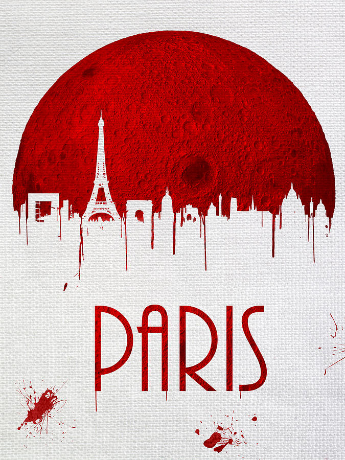 Abstract Digital Art - Blood Moon Drips Over Paris by Tim Palmer