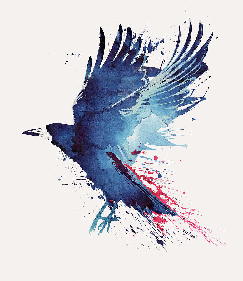 Crow Painting - Bloody Crow by Robert Farkas