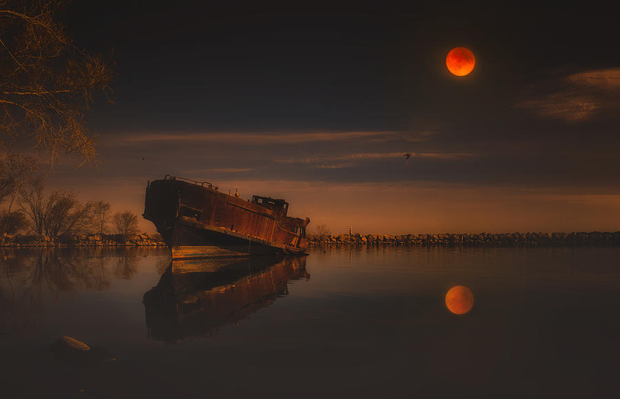 Bloody Moon River Photograph by Ling  Lu