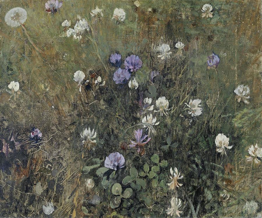 Blooming Clover. Painting by Jac van Looij -1855-1930- Blooming Clover. Painting by Jac van Looij -1855-1930-