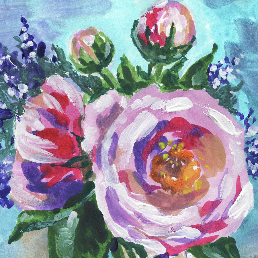 Blooming Flowers Bouquet Floral Impressionism Painting