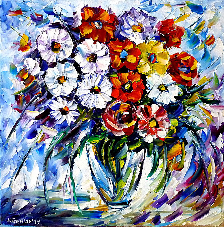 Blooming Purity Painting by Mirek Kuzniar