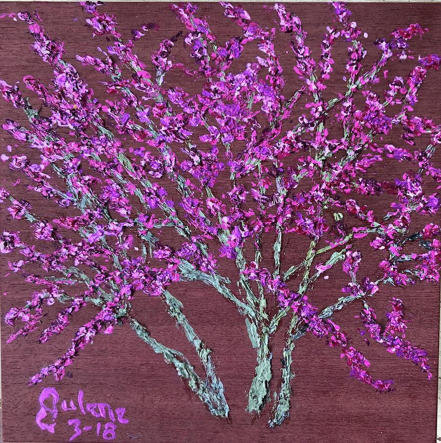 Blooming Redbud Tree Painting by Julene Franki