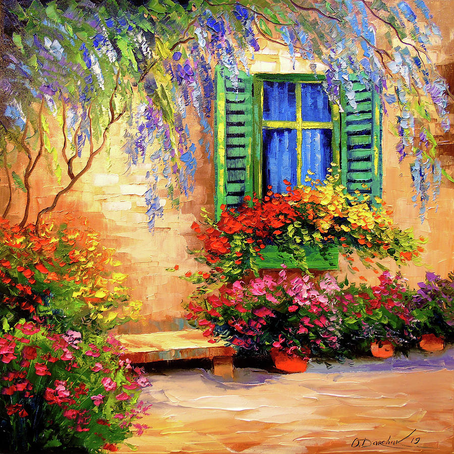 Blooming Summer Patio Painting By Olha Darchuk - Fine Art America