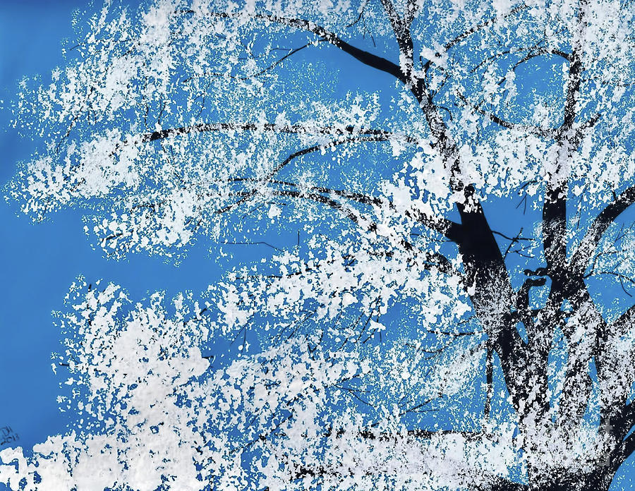 Blooms On The Wild Pear Tree Painting by D Hackett