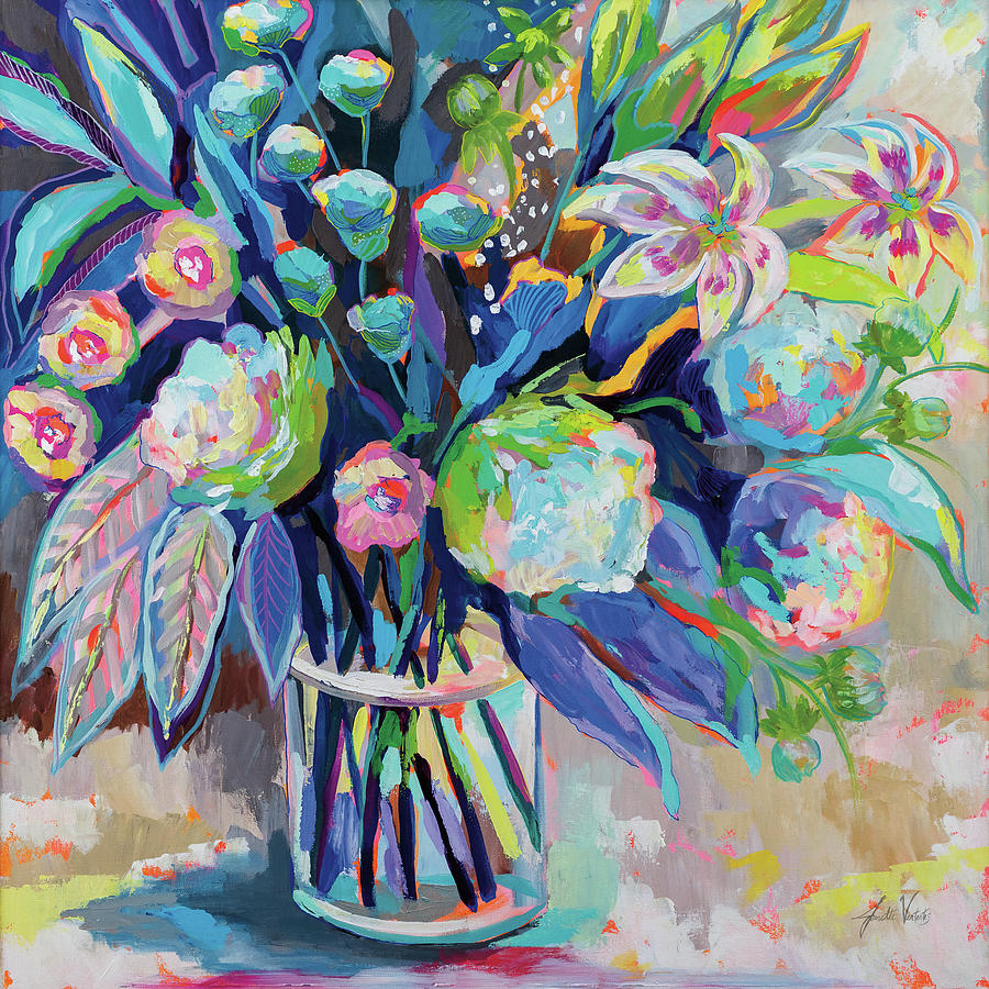 Blossom 24x24 Painting by Jeanette Vertentes - Fine Art America