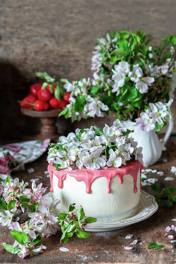 Blossom Cake With Strawberry White Chocolate Photograph by Irina Meliukh