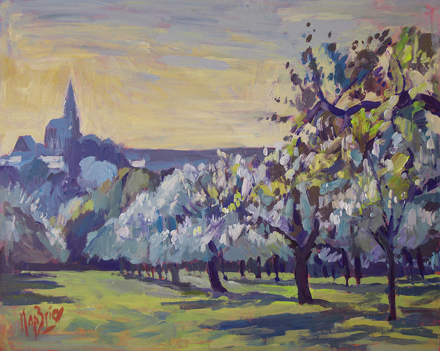 Blossom trees near Vijlen Painting by Nop Briex