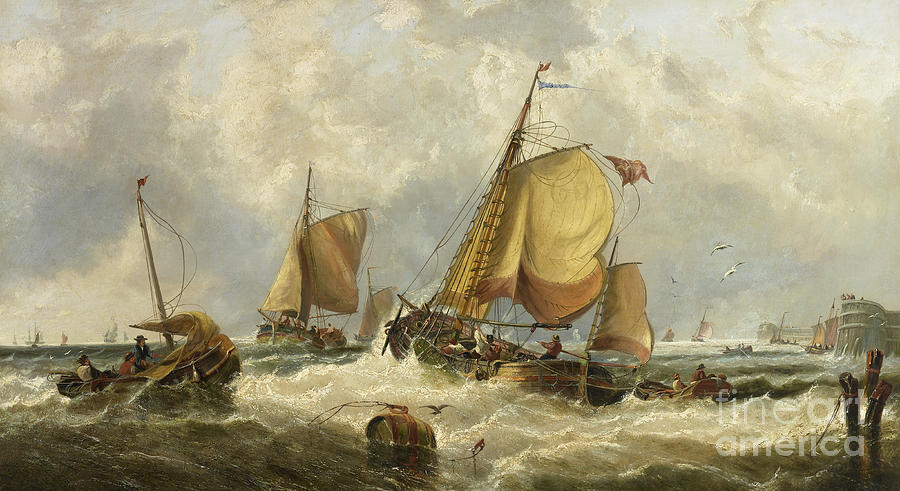 Blowing Hard, Billy Boys of Bridlington  Painting by John Callow