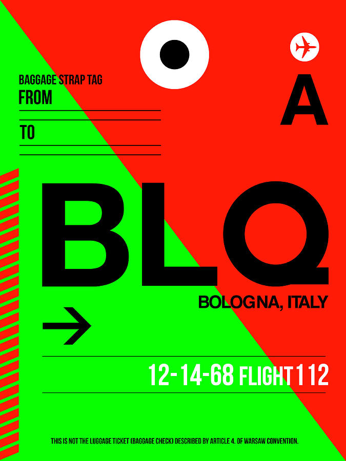 Vintage Digital Art - BLQ Bologna Luggage Tag I by Naxart Studio
