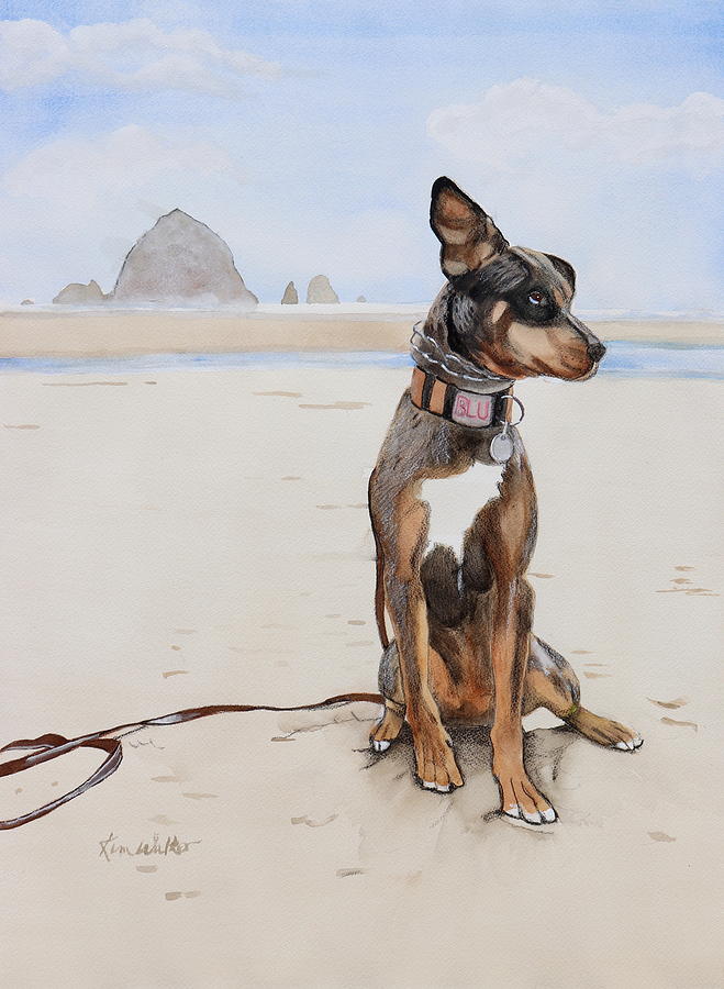 Blu At Cannon Beach Watercolor Painting by Kimberly Walker