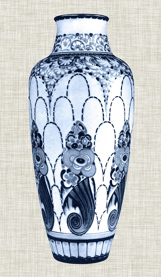 Vase Painting - Blue & White Vase I by Unknown