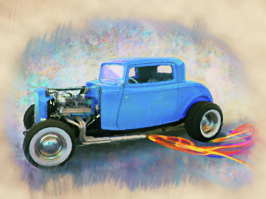 Blue 32 Ford Coupe Digital Art by Rick Wicker