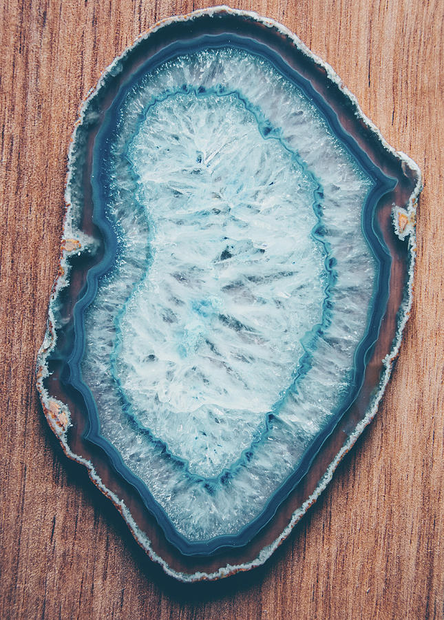 Blue Agate #woodbackground Photograph by Andrea Anderegg