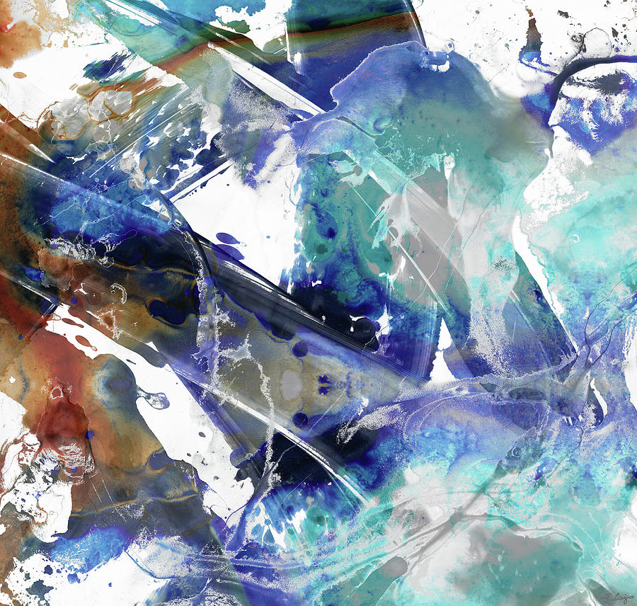 Blue and Brown Abstract Art - Rush - Sharon Cummings Painting by Sharon ...