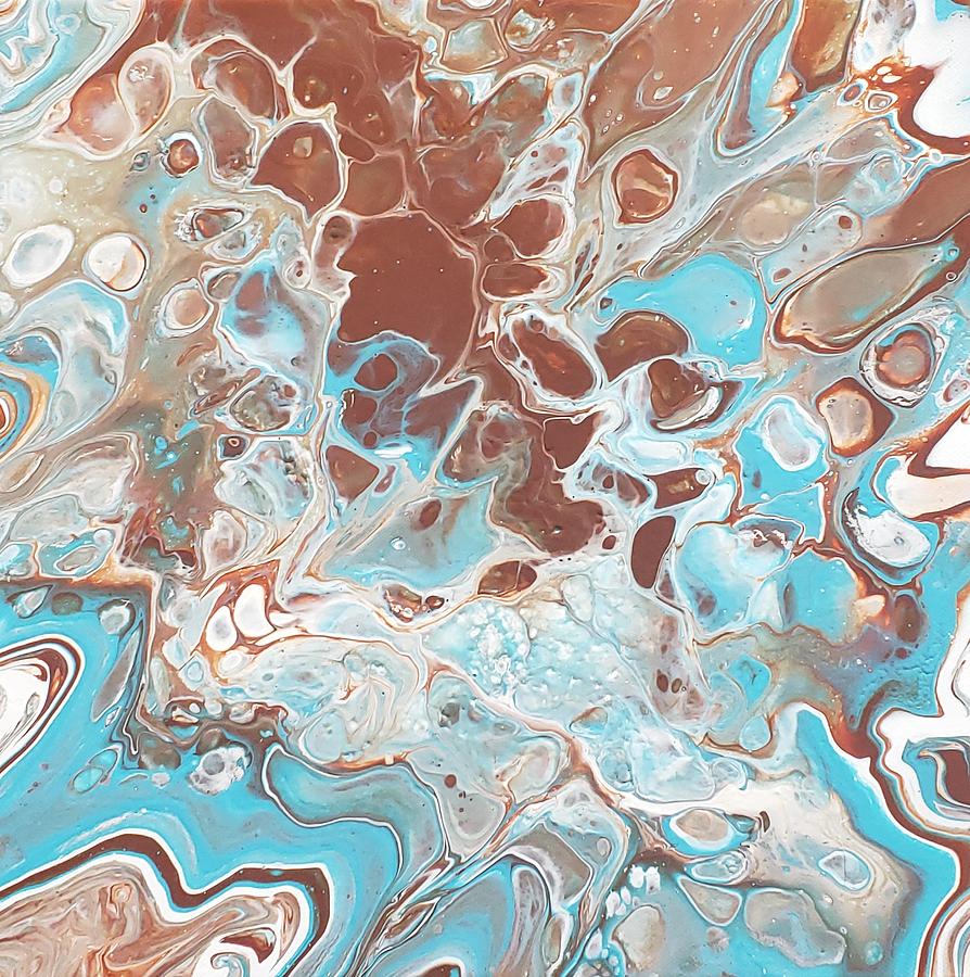 Blue and Brown Bubbles Painting by Michelle Stevens