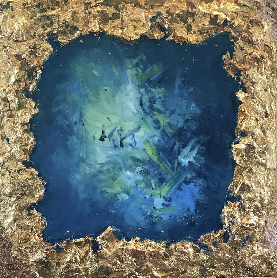 Blue and Gold abstract Mixed Media by Gloria Smith