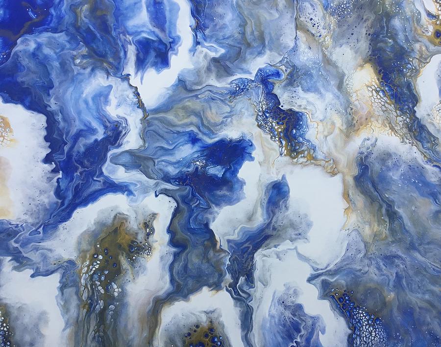 Blue And Gold Painting - Blue and Gold by Kyla Lanham