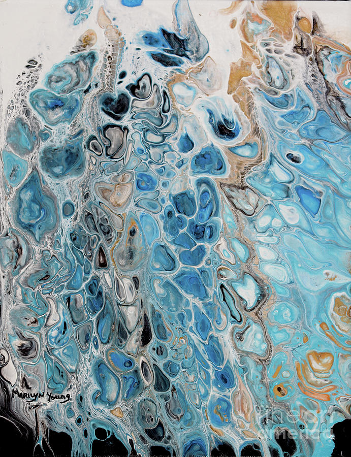 Blue Painting - Blue and Gold Patterns by Marilyn Young