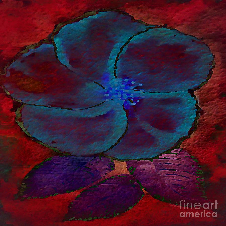 Blue and Maroon Lily Watercolor  Painting by Delynn Addams