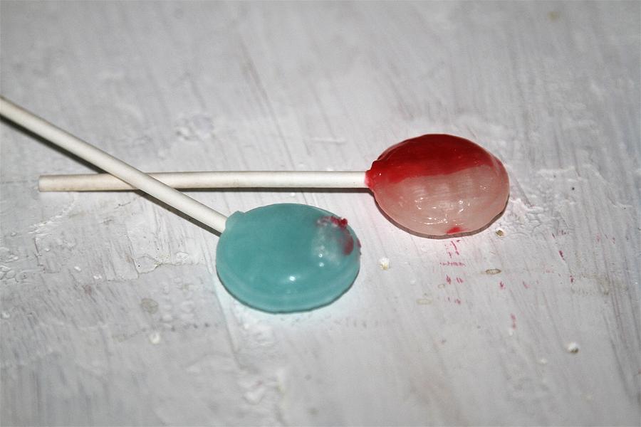 Blue and red and white lollipops Photograph by Nadine Mot Mitchell