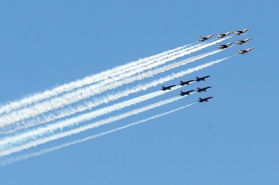 Blue Angels And Thunderbirds Flyover Photograph by Science Source