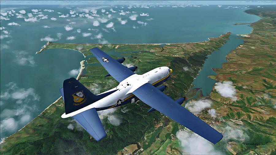 Aviation Digital Art - Blue Angels C-130 by Harold Zimmer
