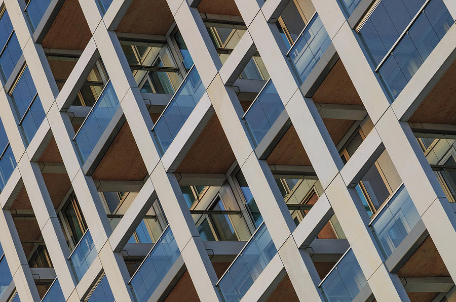Abstract Photograph - Blue Balconies by Jef Van Den Houte