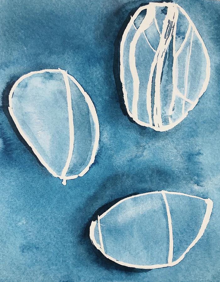 Blue Painting - Blue Beach Pebbles by Luisa Millicent