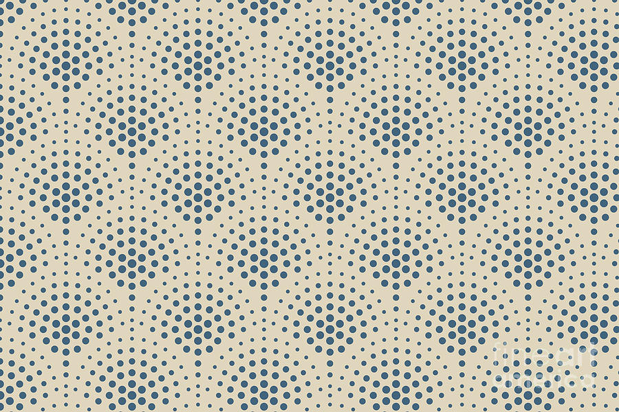 Abstract Digital Art - Blue Beige Polka Dot Scallop Pattern Inspired by Alpaca Wool PPG14-19 Chinese Porcelain PPG1160 by PIPA Fine Art - Simply Solid