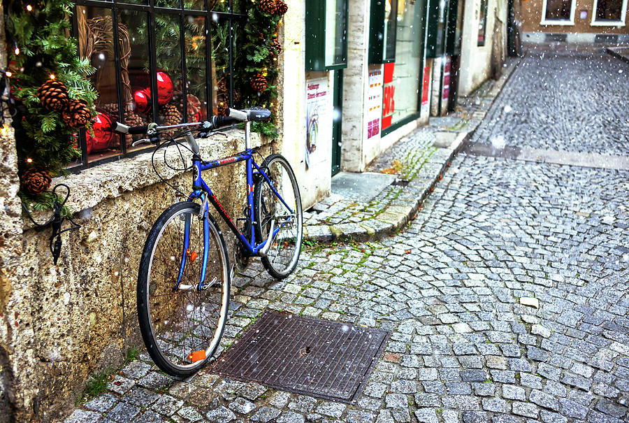 Blue Bike in Salzburg Austria Photograph by John Rizzuto